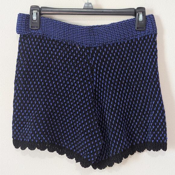 Zara Knit Blue & Black Sheer Whimsigoth Grunge Elastic Waist Shorts Size Small - Picture 3 of 6